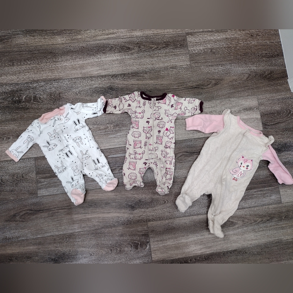 Wonder Nation/Lamaze Baby Girl Sleepwear Bundle Sizes NB & 0-3M